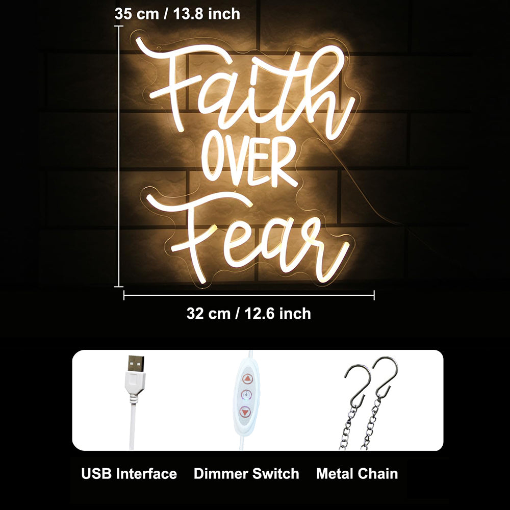 Faith Over Fear Neon Decor