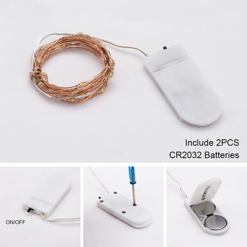 CR2032 Battery Operated Copper Wire String Lights (6 PCS) | GLODD - glodd.com