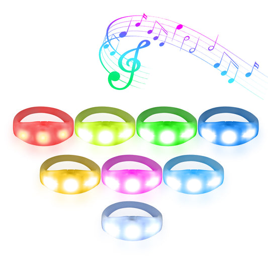 LED Wristband Sound Activated 6 Modes Lights Custom Silicone Props Light up Pulsera Led Pulseiras Light up Bracelets