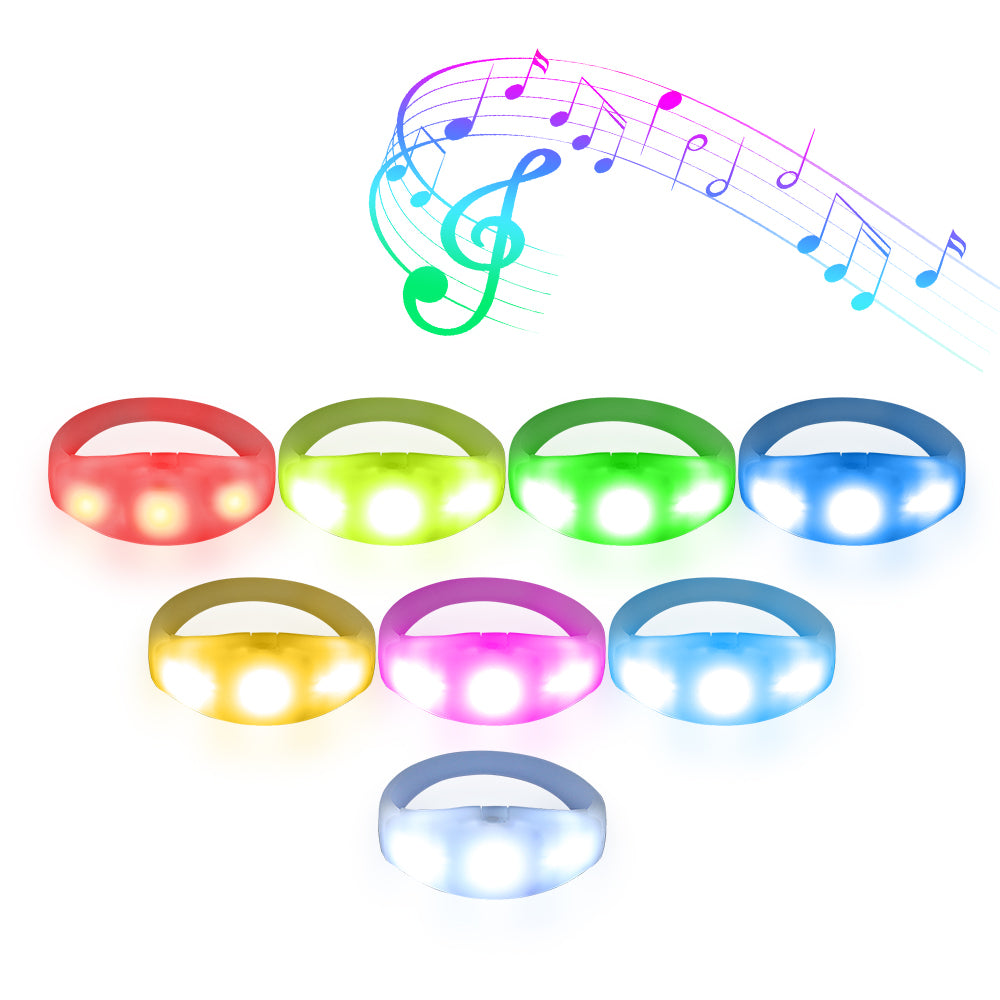Customized Semi-silicone Bracelets Sound Activated LED Bracelet（100 Pack）