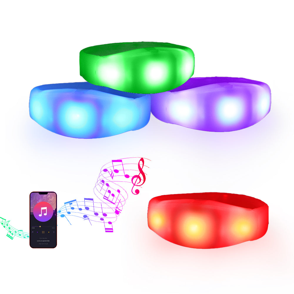Customized Semi-silicone Bracelets Sound Activated LED Bracelet（100 Pack）