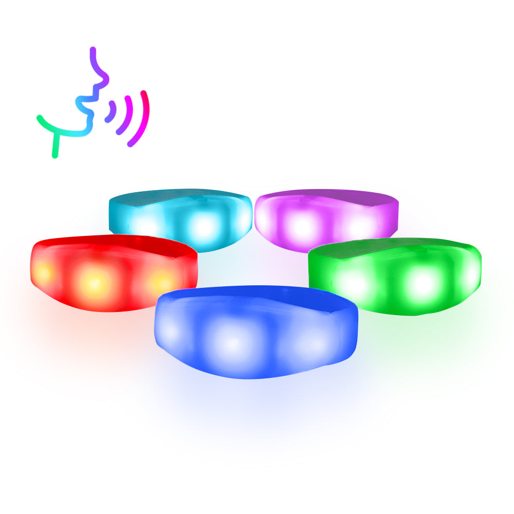 Customized Semi-silicone Bracelets Sound Activated LED Bracelet（100 Pack）