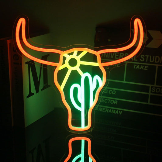 Bull Cactus Sun Neon Sign