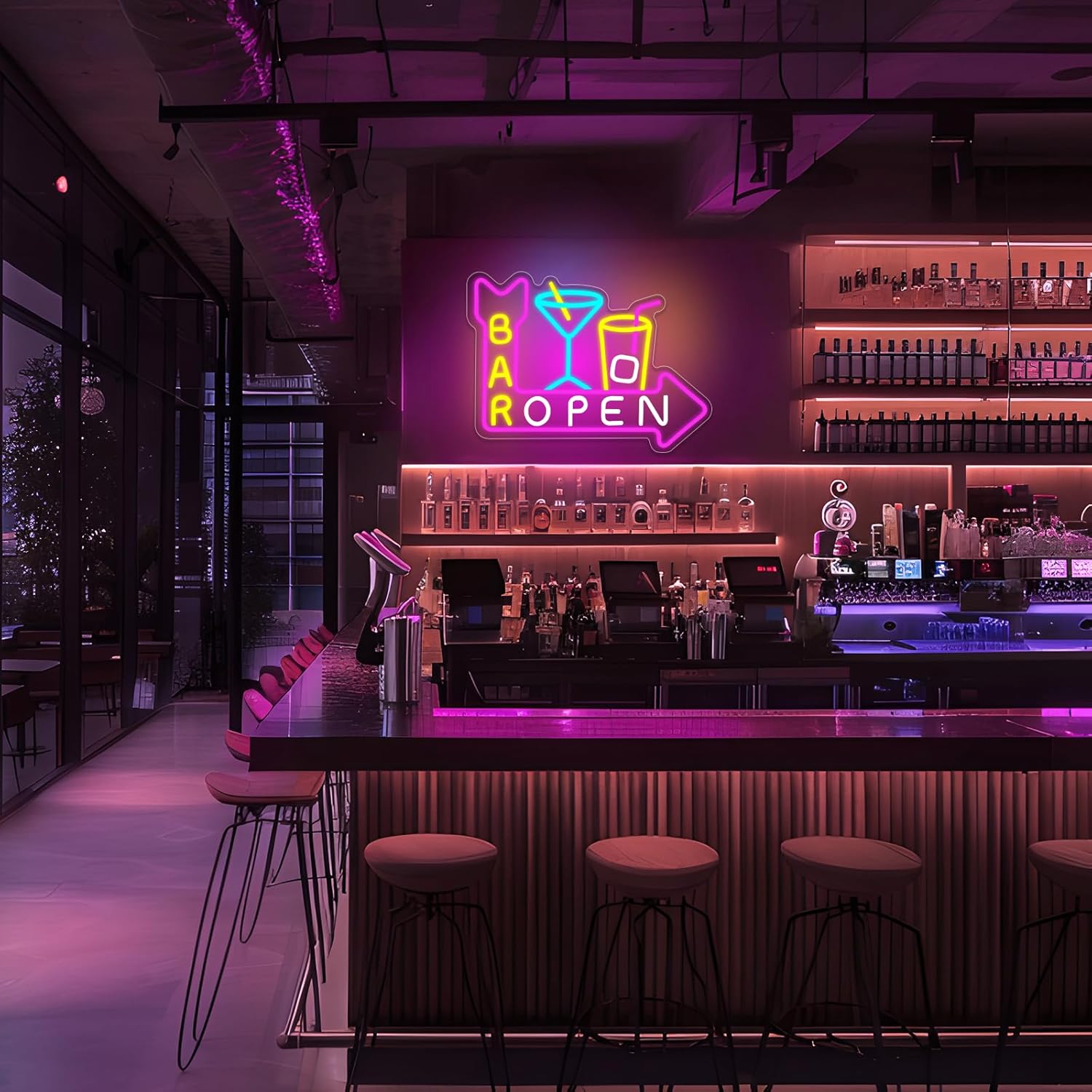 Colorful BAR OPEN Neon Sign