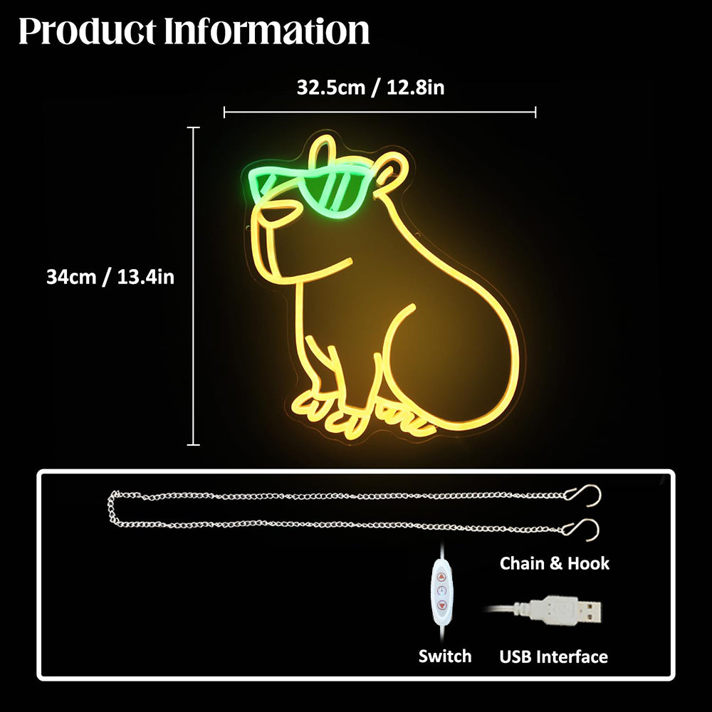 Cool Capybara Neon Light