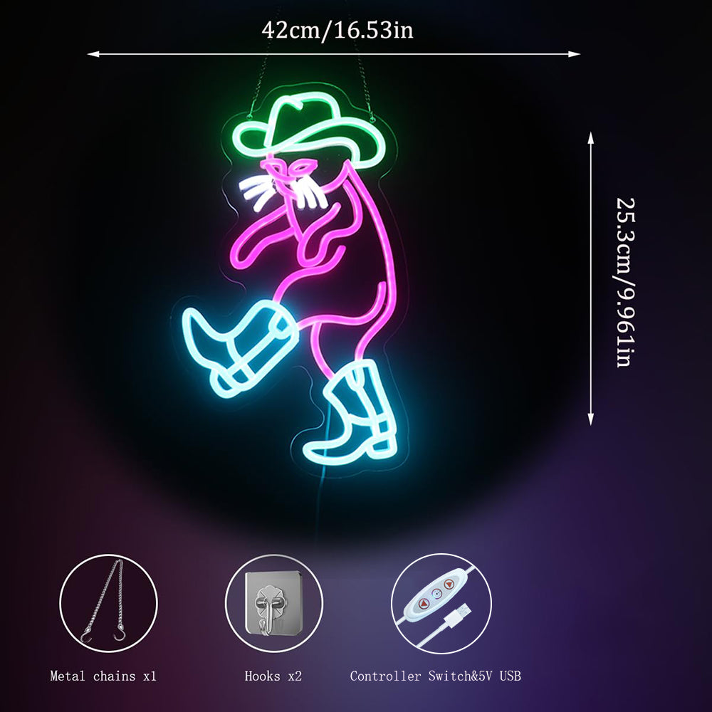 Cowboy Cat Neon for Bar