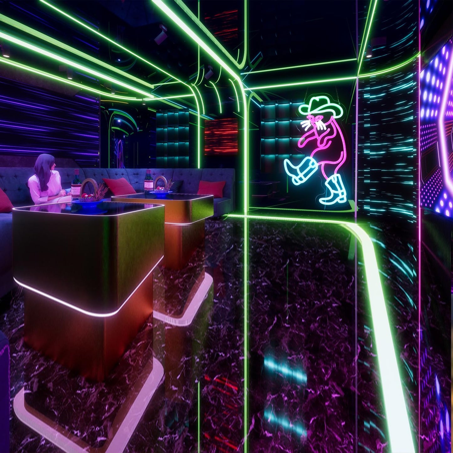 Creative Cowboy Cat Neon
