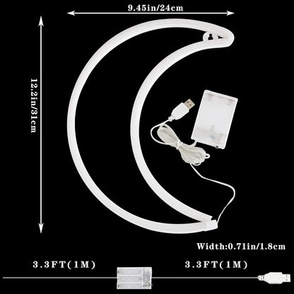 Crescent Moon Neon Light