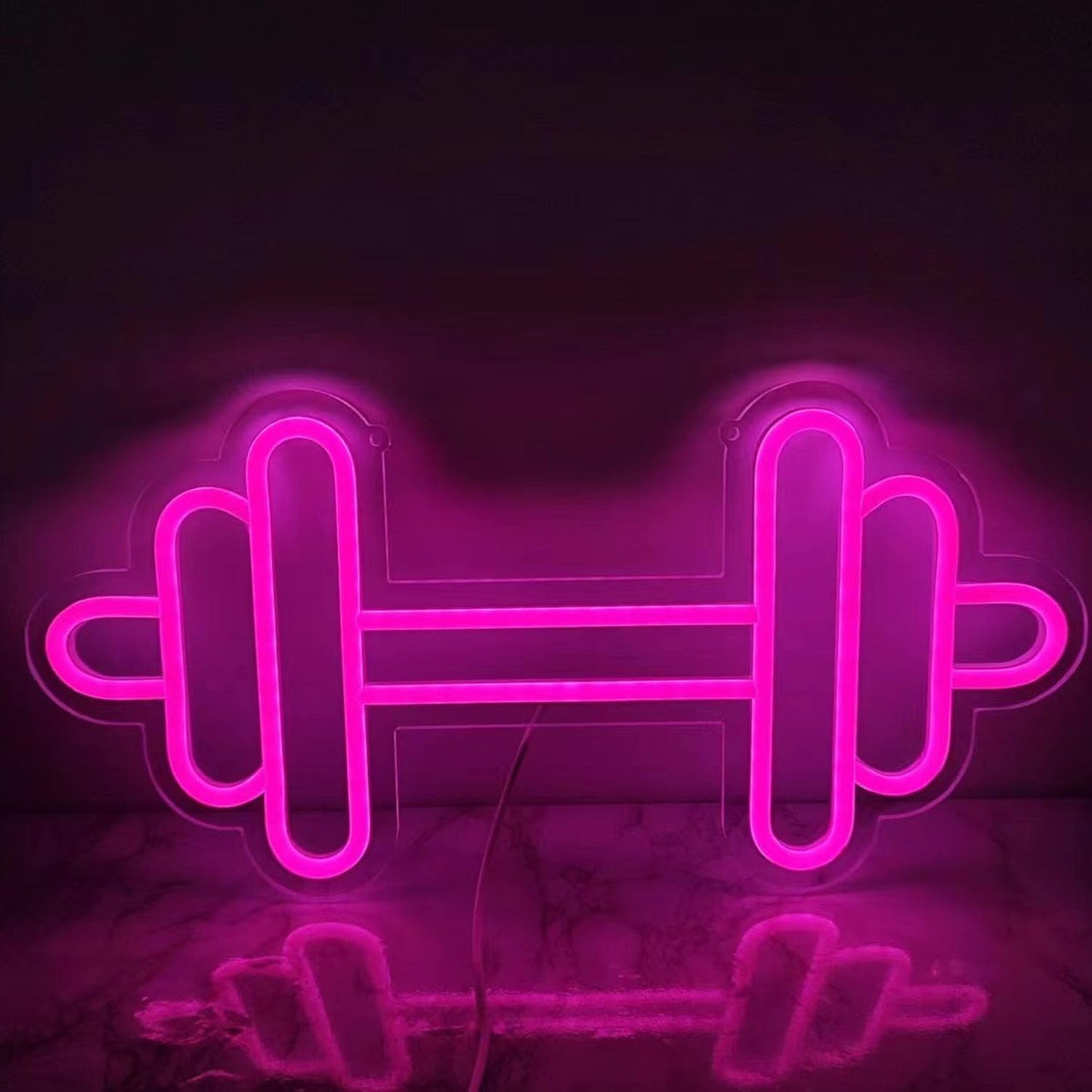 Dumbbell Neon Sign Pink