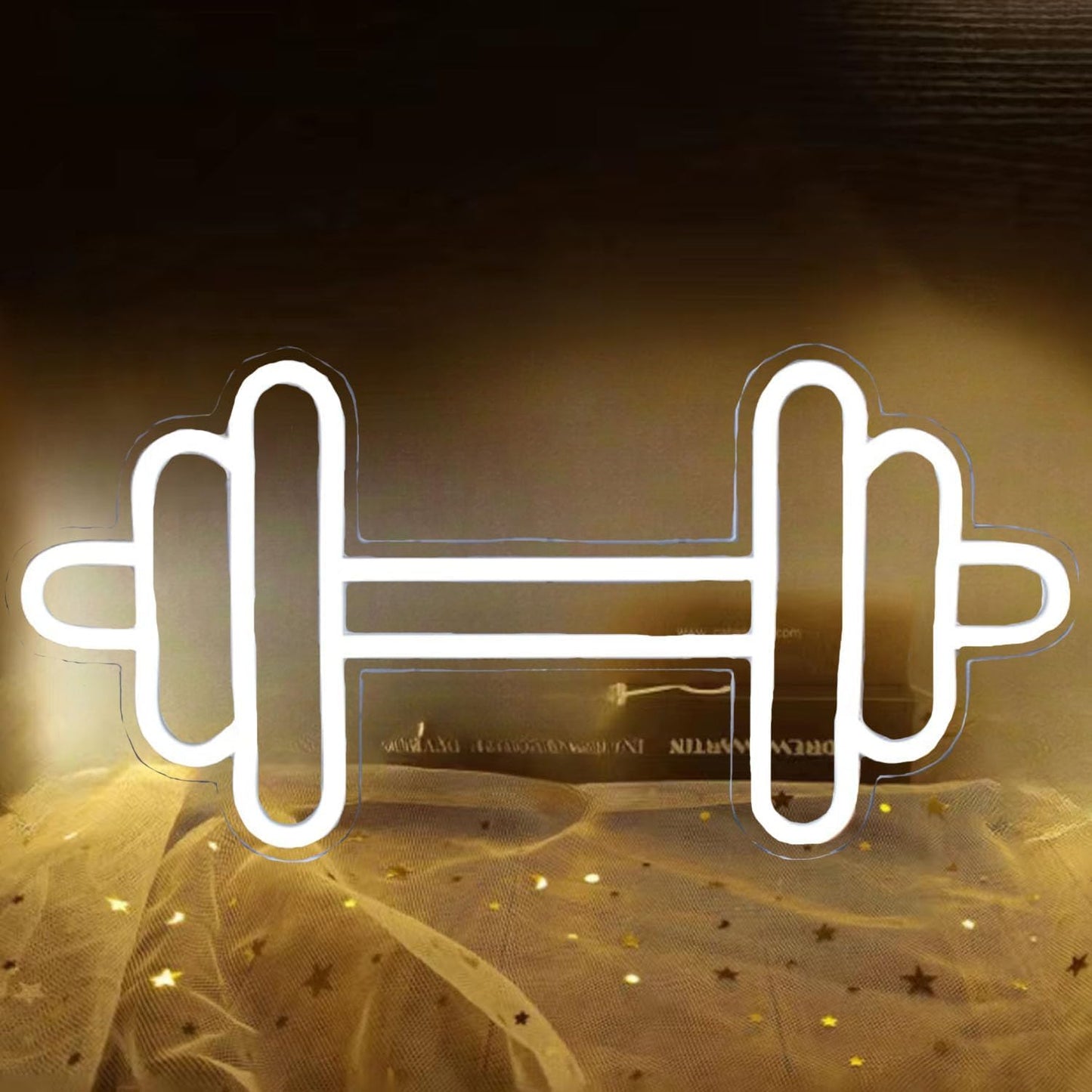 Dumbbell Neon Sign Yellow