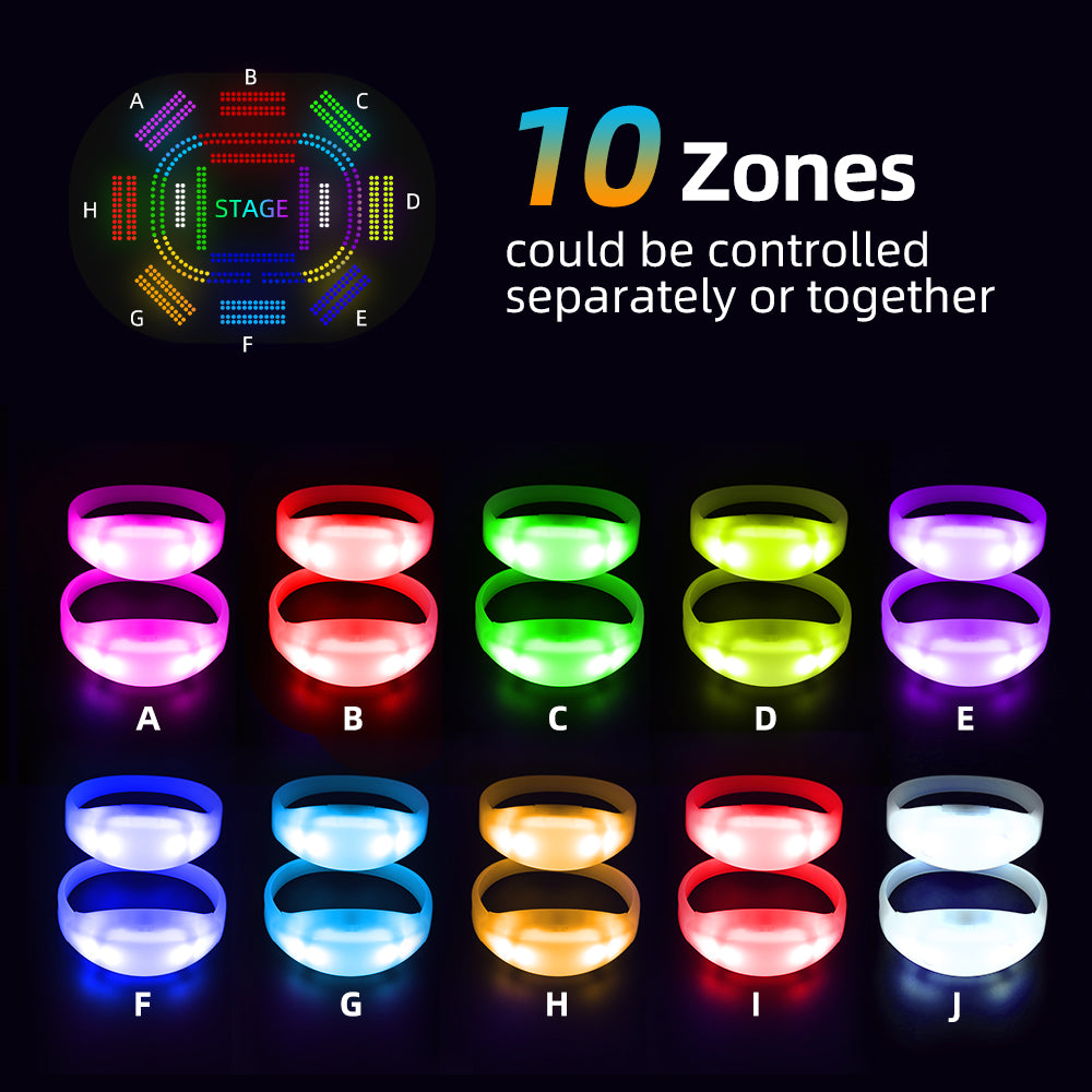 100 PCS/Lot Light Up Xyloband Flashing Bracelets for Events with a DMX Transmitter