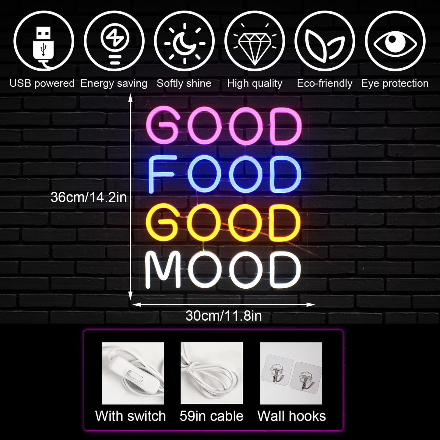 GOOD FOOD GOOD MOOD Neon Light
