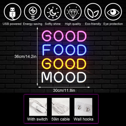 GOOD FOOD GOOD MOOD Neon Light