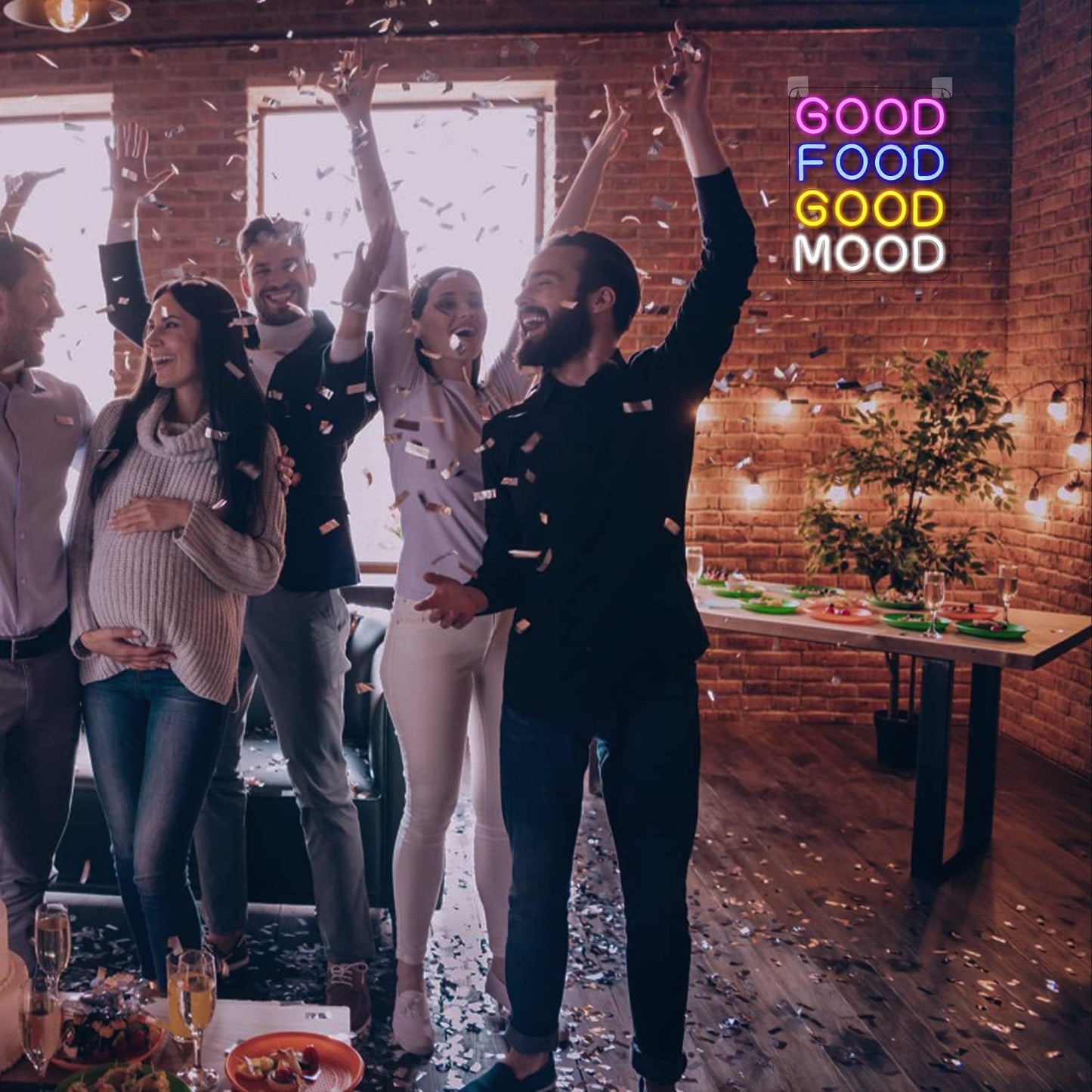 GOOD FOOD GOOD MOOD Restaurant Neon