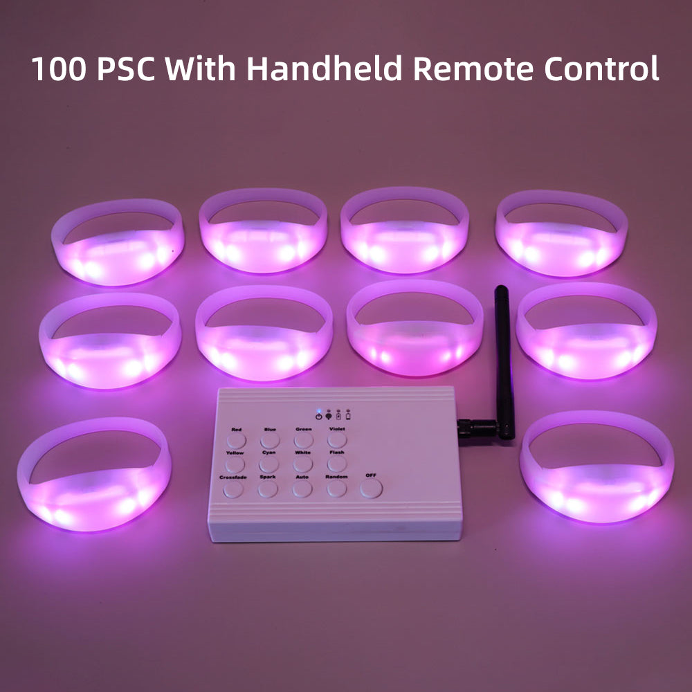 100 PCS/Lot  Flashing Wristband Rfid Control Party Favors Radio Xyloband Bracelets LED