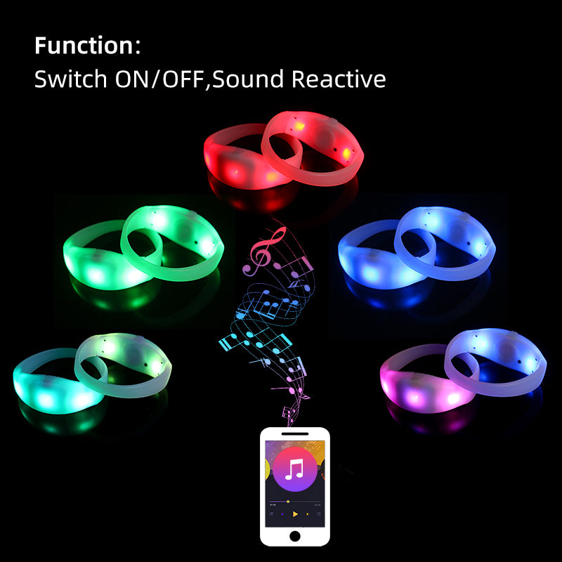 Voice Controlled LED Wristbands for Festival Concert Party Wedding Event (200Pack)