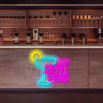 Happy Hour Goblet Neon Light
