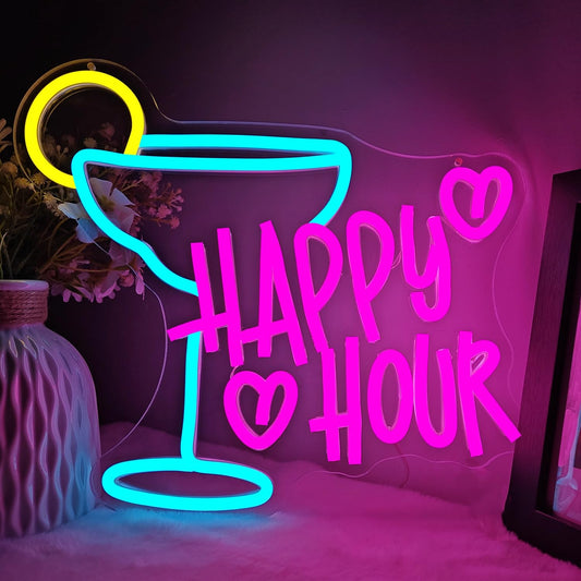 Happy Hour Goblet Neon Sign