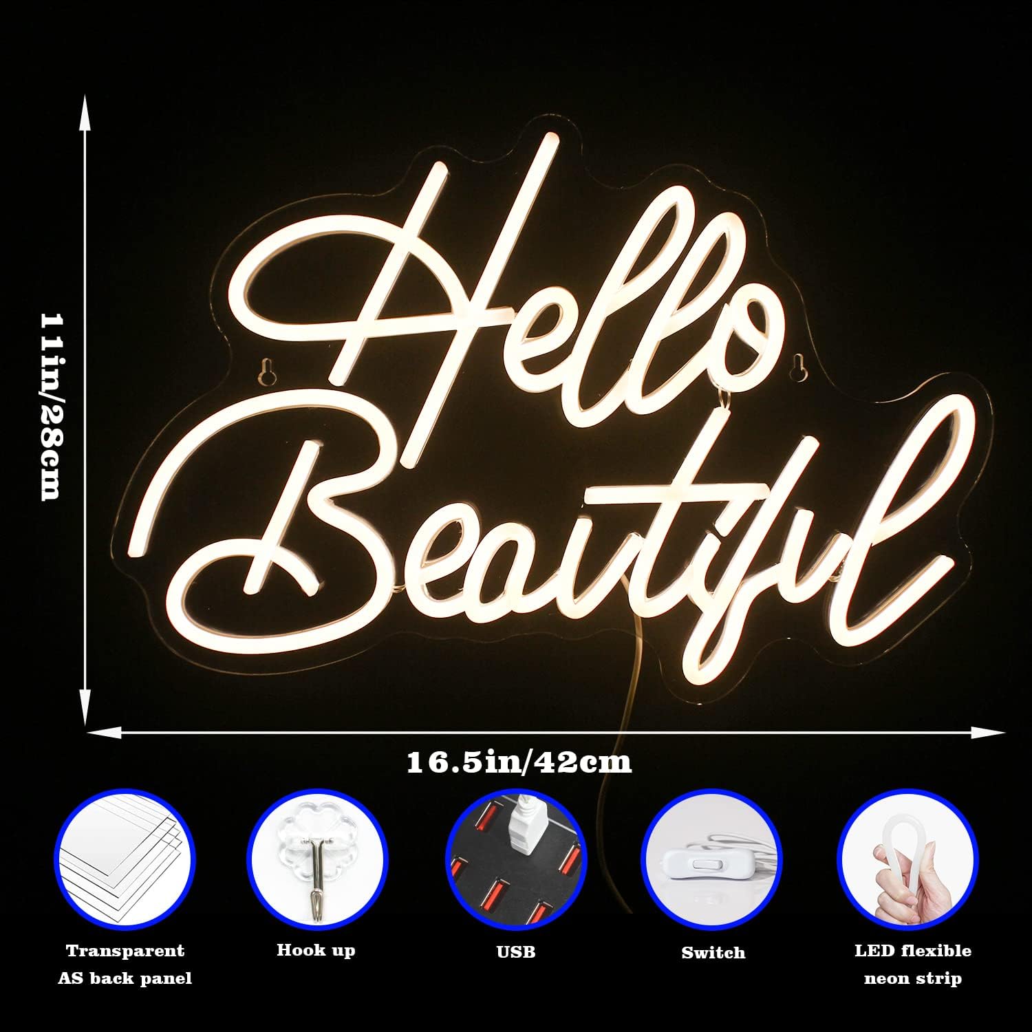 Hello Beautiful Neon Light