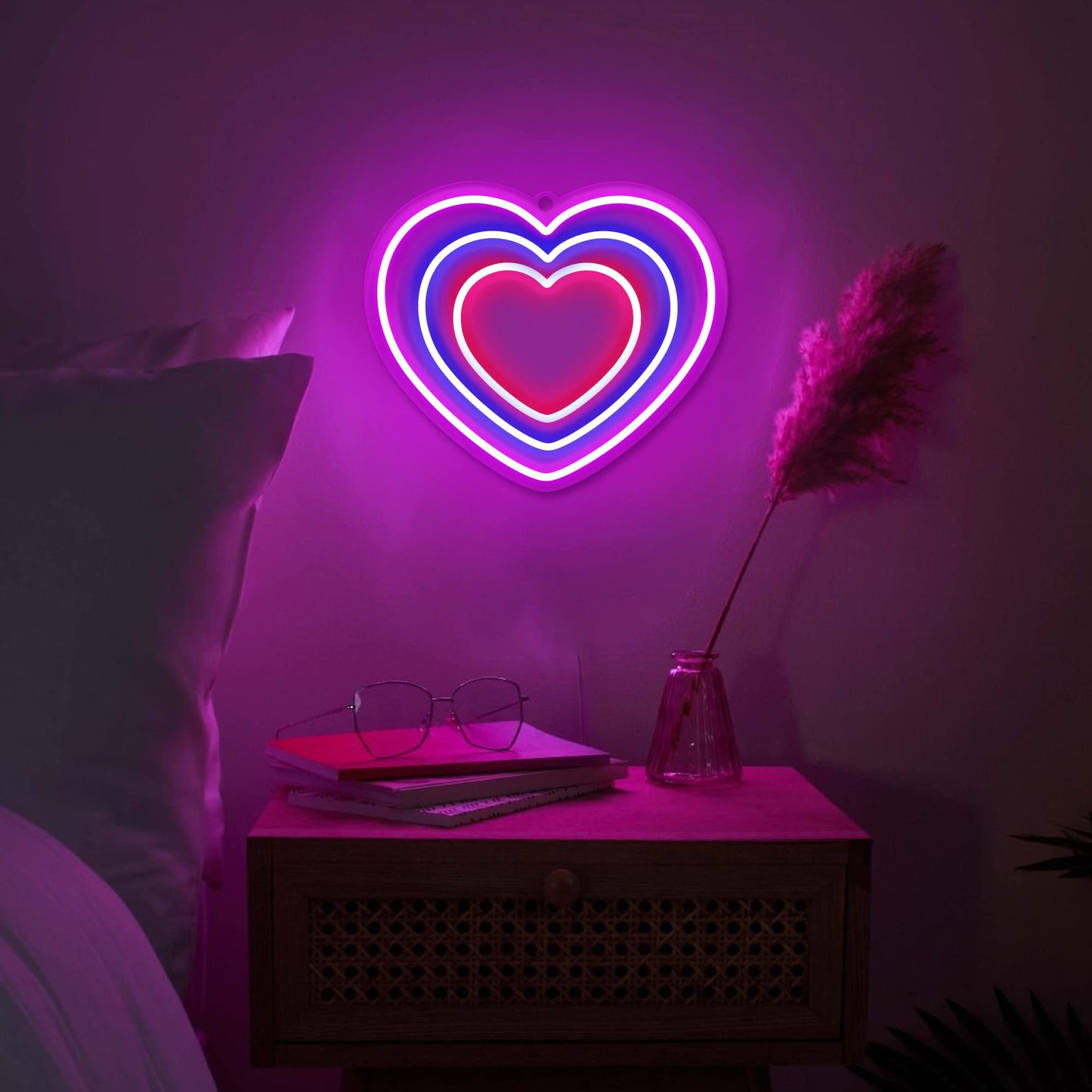 Home Triple Heart Neon Light