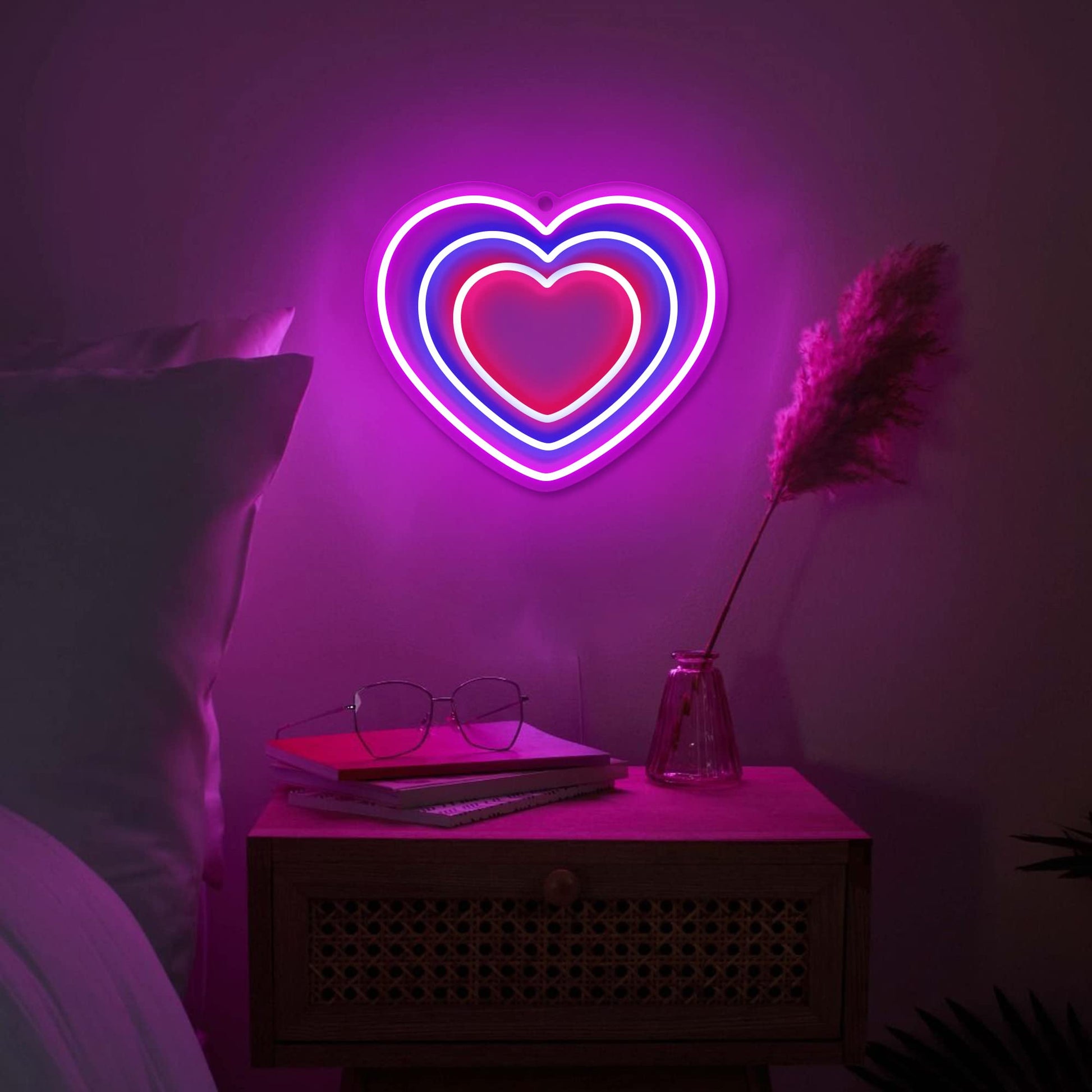 Home Triple Heart Neon Light