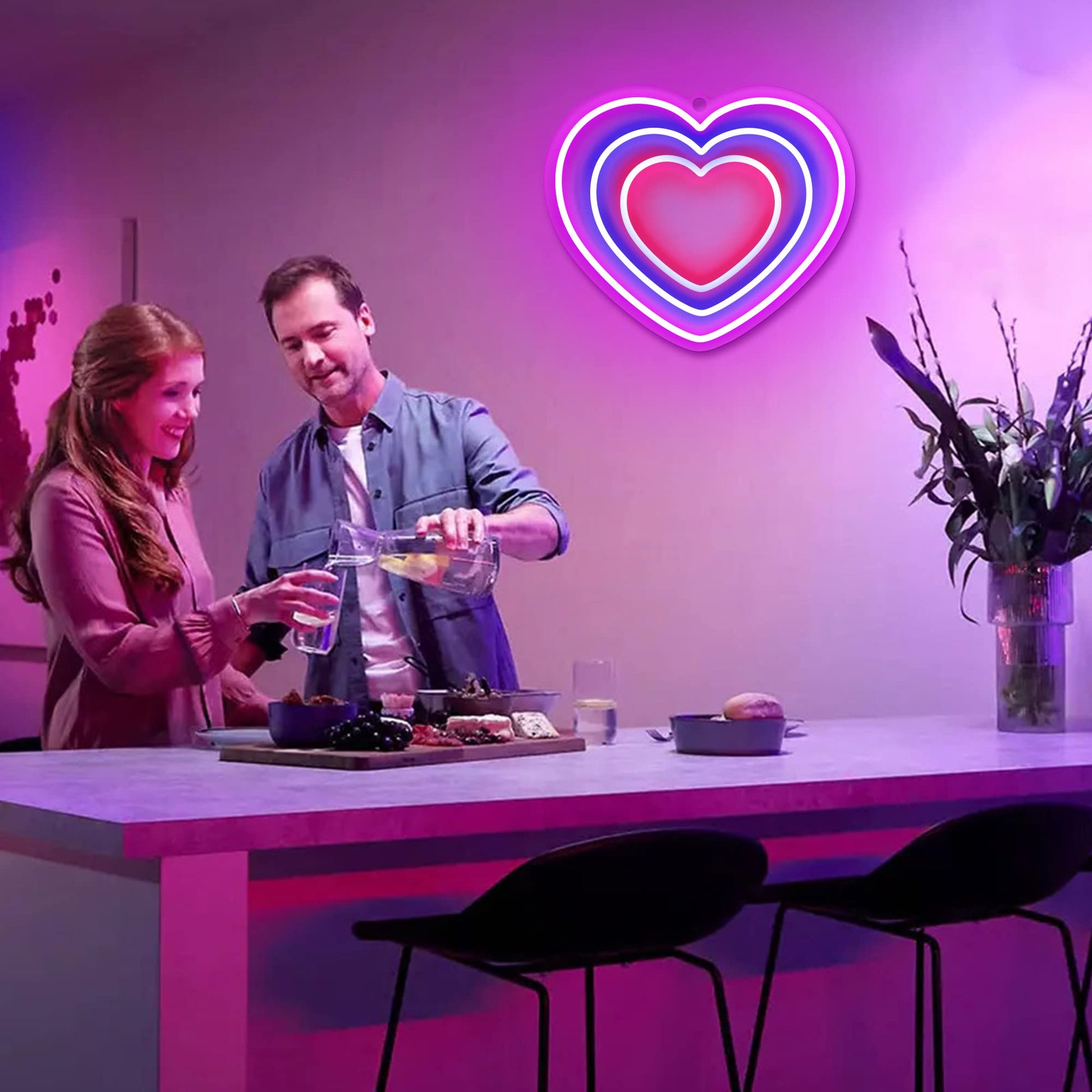 Indoor Triple Heart Neon Light