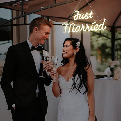 Just married neon wedding