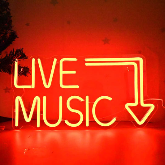 LIVE MUSIC Neon Sign Red