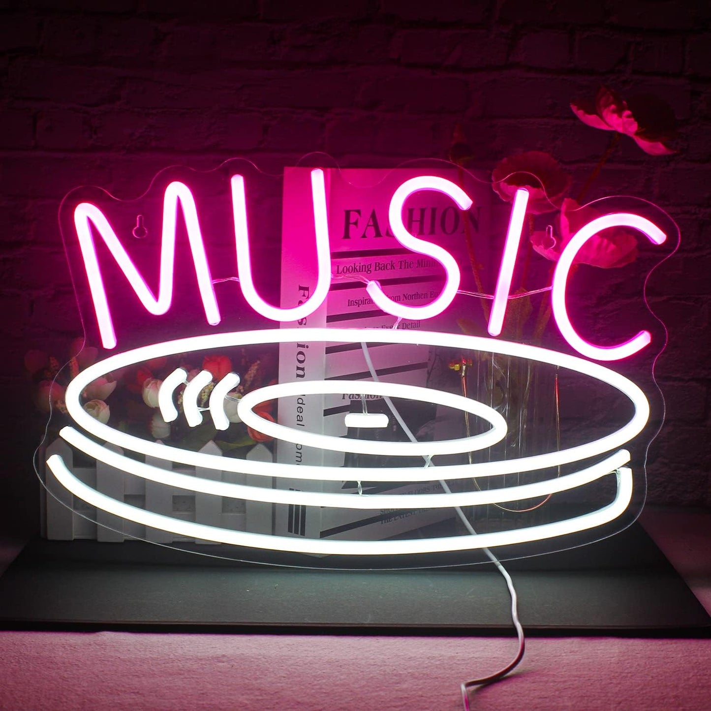 MUSIC and record Neon Sign