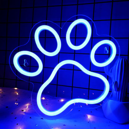 Paw neon sign (Blue)
