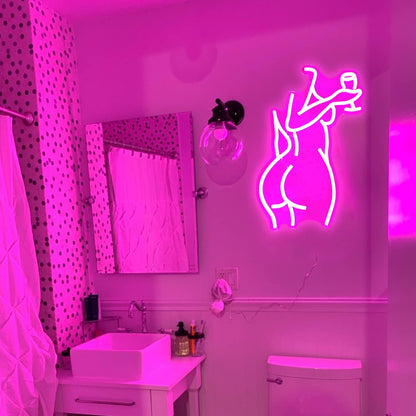 Pink lady neon light decoration