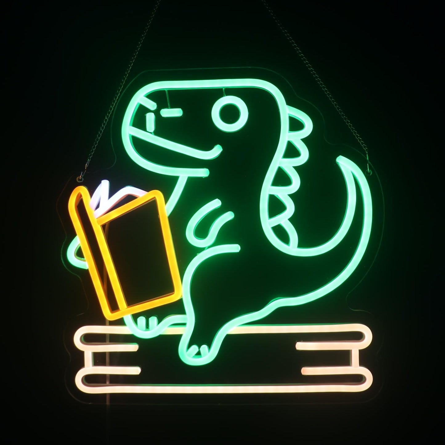 Reading dinosaur neon light