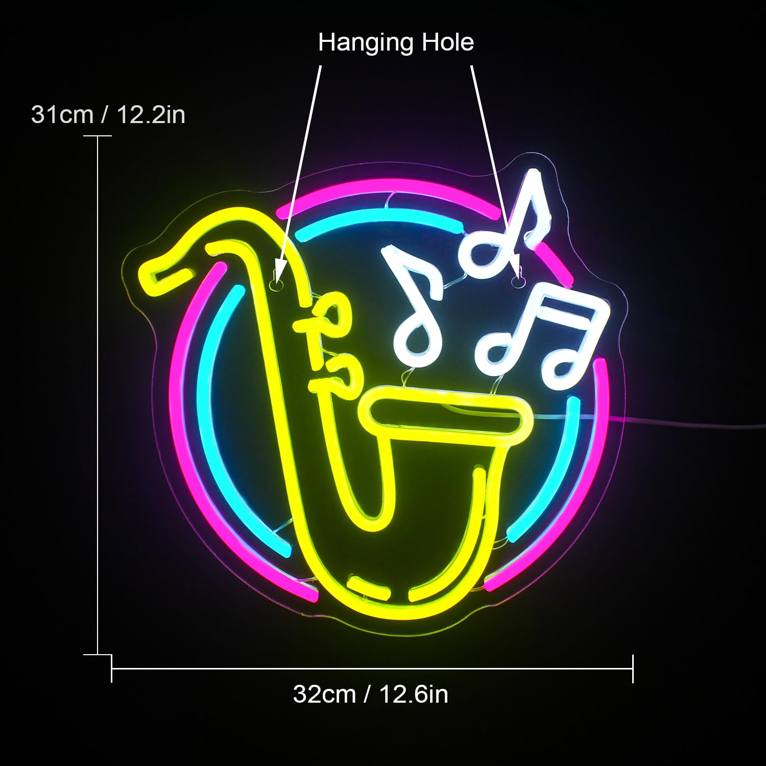 Saxophone music neon