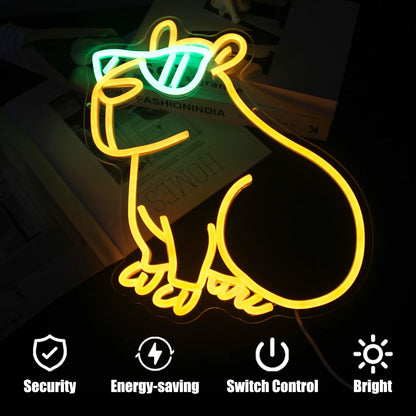 Sunglasses Capybara Neon Light