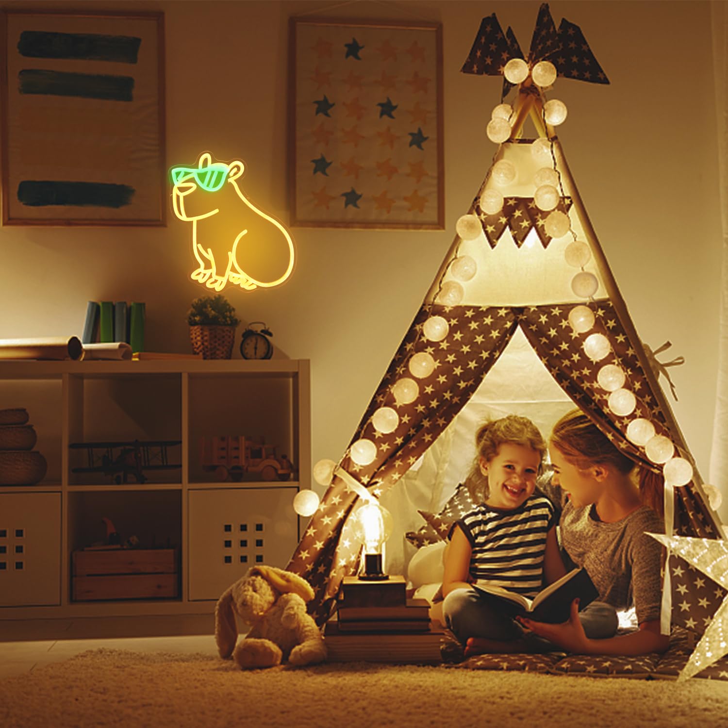 Sunglasses Capybara Neon Light for Home