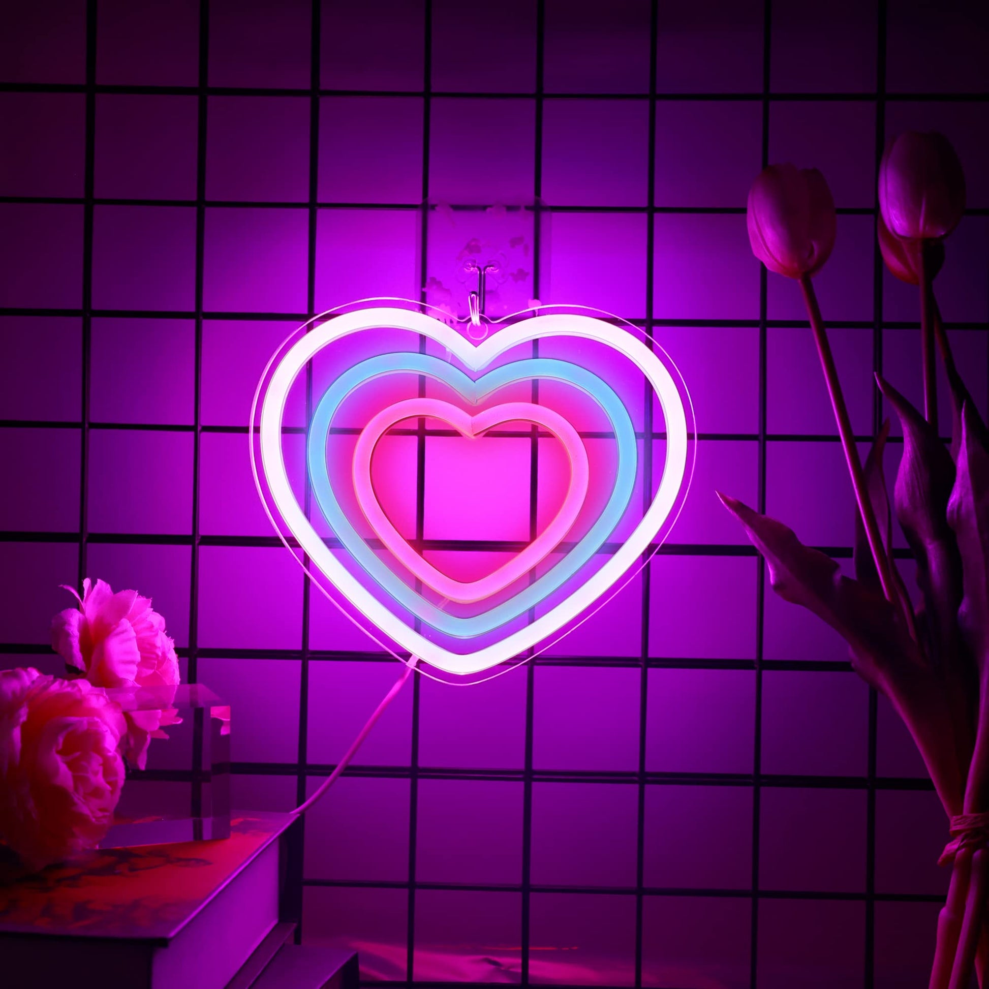Triple Heart Neon Light