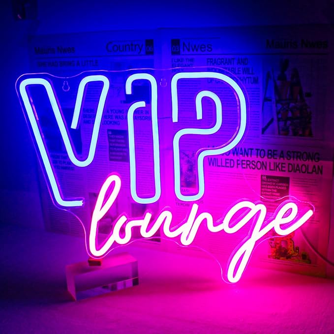 VIP Lounge Neon Sign (Blue and Pink)