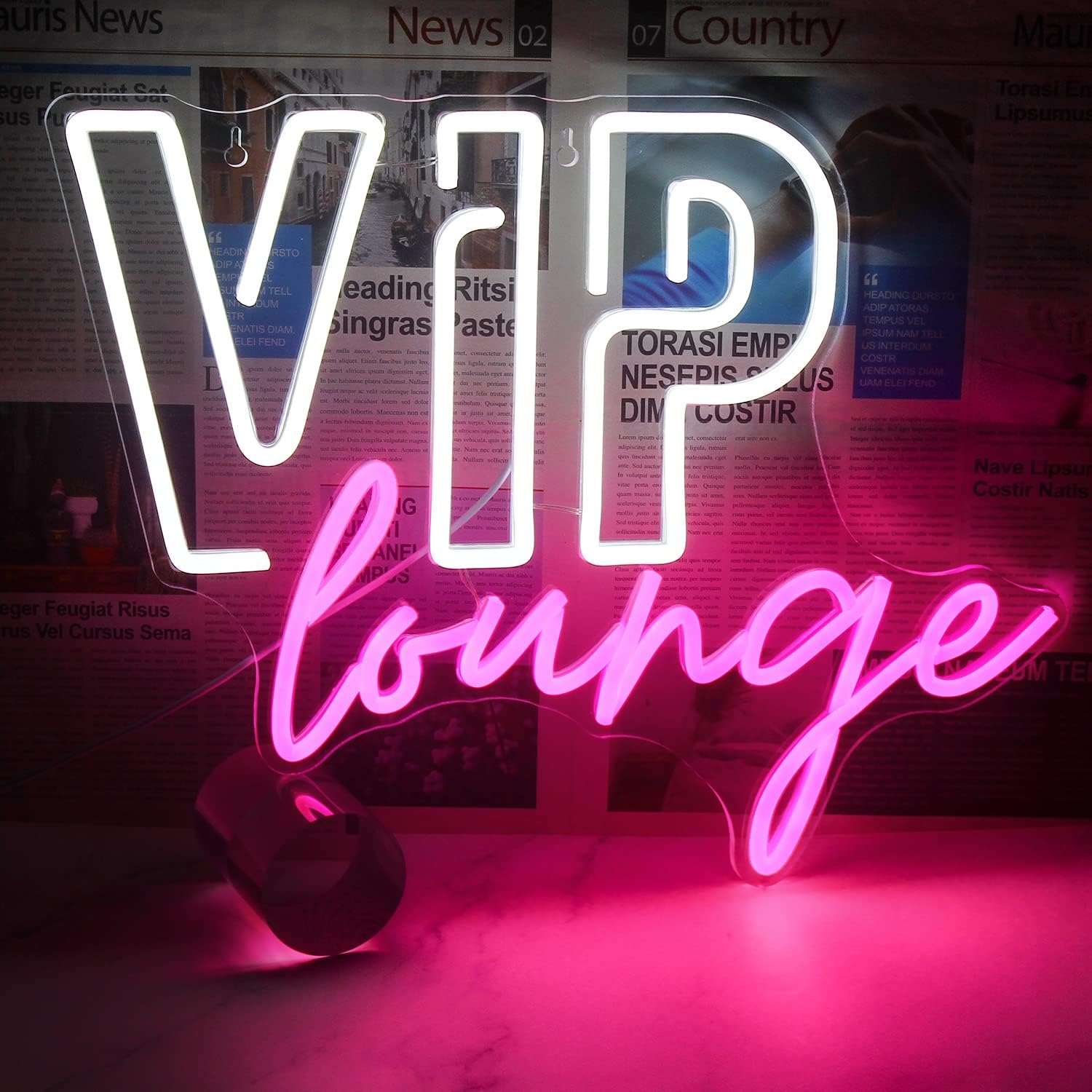 VIP Lounge Neon Sign (White and Pink)