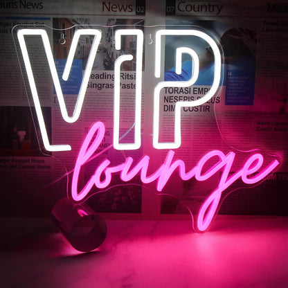 VIP Lounge Neon Sign (White and Pink)
