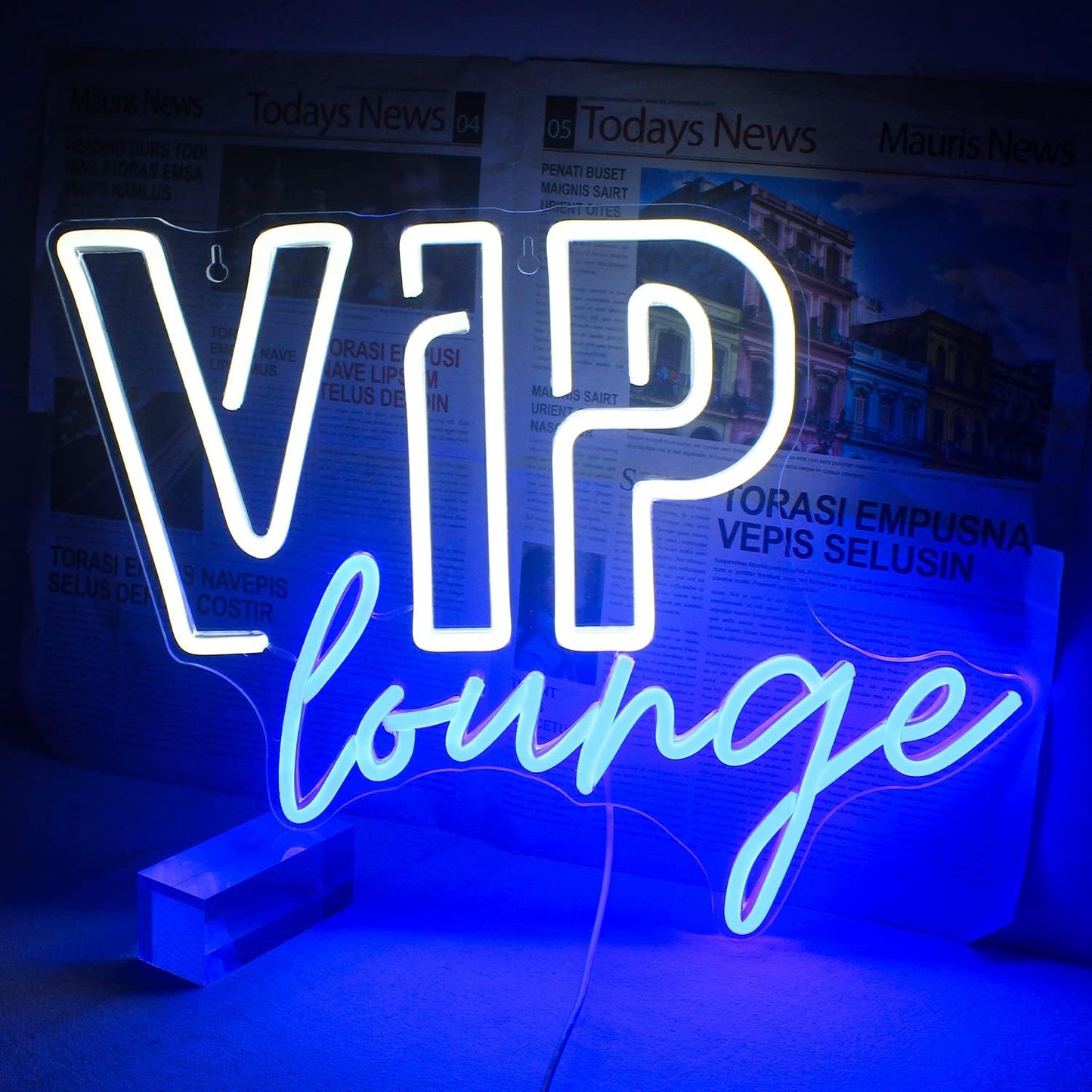 VIP Lounge Neon Sign (White and Blue)