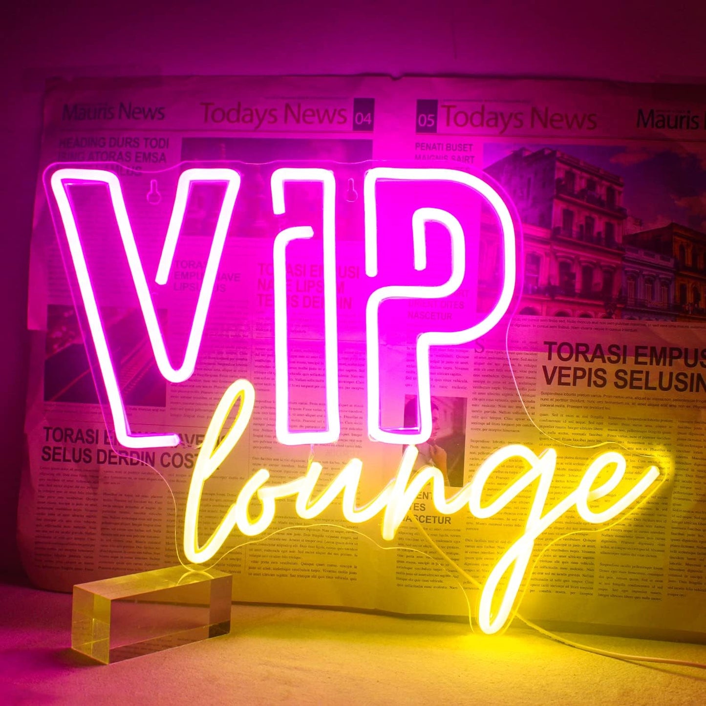 VIP Lounge Neon Sign (Pink and Yellow)