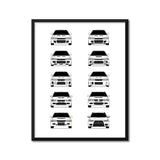 Mitsubishi Lancer Evolution Generations Inspired Car Poster Print Wall Art History Evolution Mitsubishi Evo (Evo I to Evo X) AX2