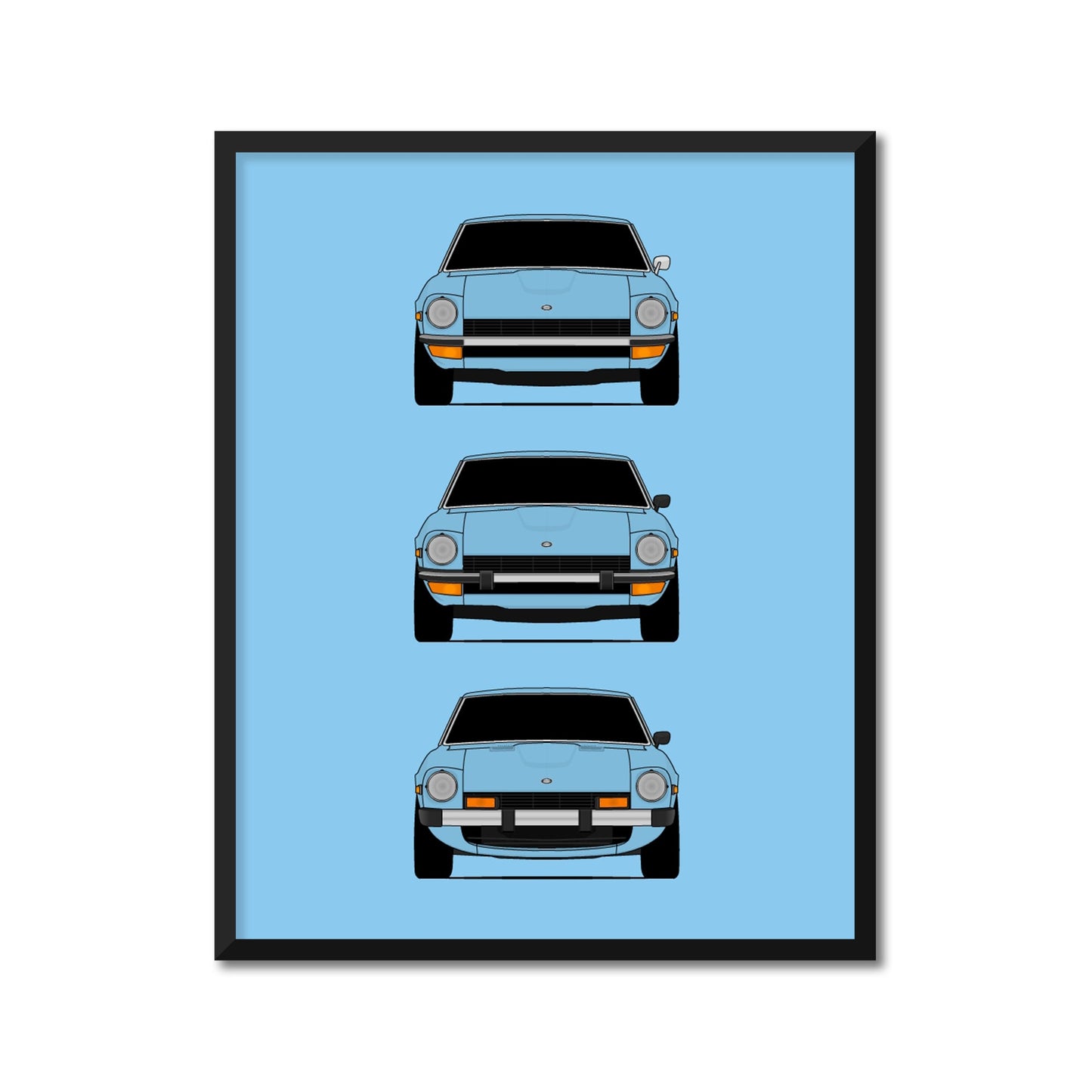 Datsun 240Z 260Z 280Z Generations (Nissan Fairlady Z) Inspired Poster Print Wall Art History Evolution Datsun S30/ Nissan S30 AX2