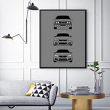 BMW M6 Car Poster Print Wall Art History and Evolution of M6 Generations (BMW Car Models E24, E63 E64, F12 F13) AX2