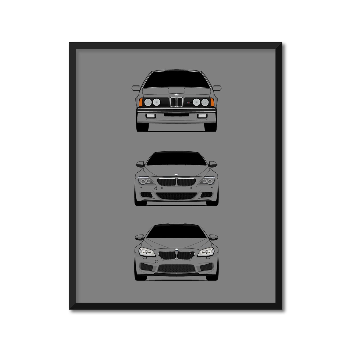 BMW M6 Car Poster Print Wall Art History and Evolution of M6 Generations (BMW Car Models E24, E63 E64, F12 F13) AX2