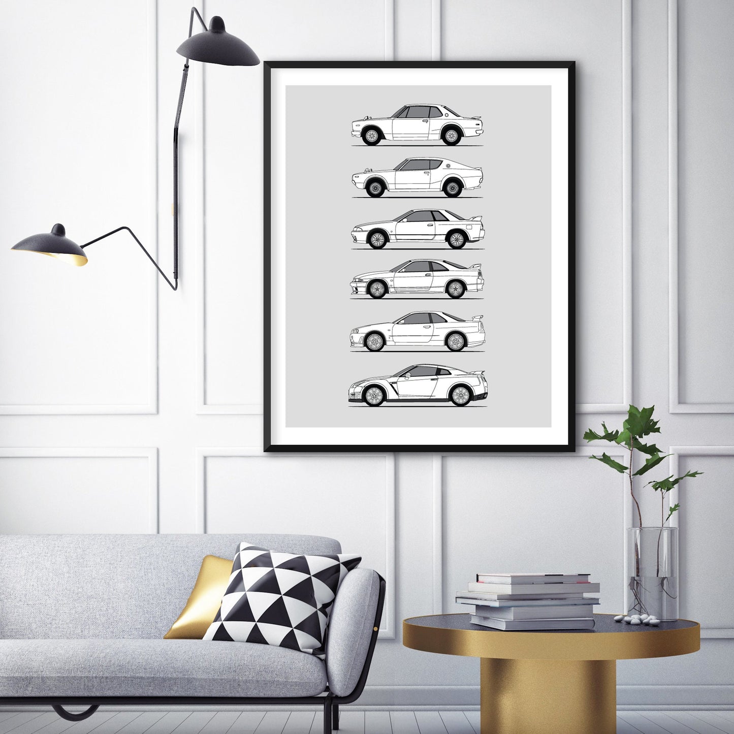 Nissan Skyline GT-R Generations Inspired Poster (Side Profile) Print Art History Evolution Skyline KPGC10 R32 R33 R34 R35 BX1