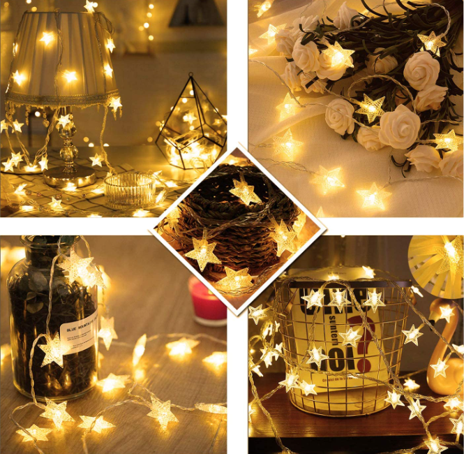 Battery Powered Christmas Star String Lights Decoration