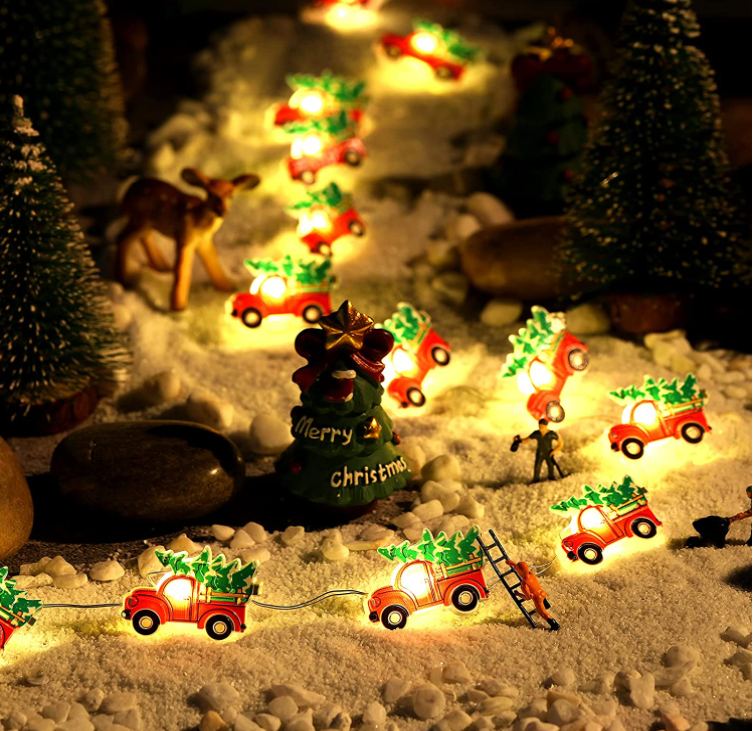 Battery Operated Christmas Red Truck Shaped String Lights