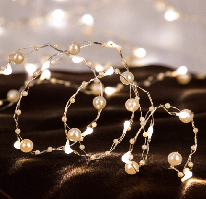 Valentines Day Decor Ocean Pearl Beads String Lights