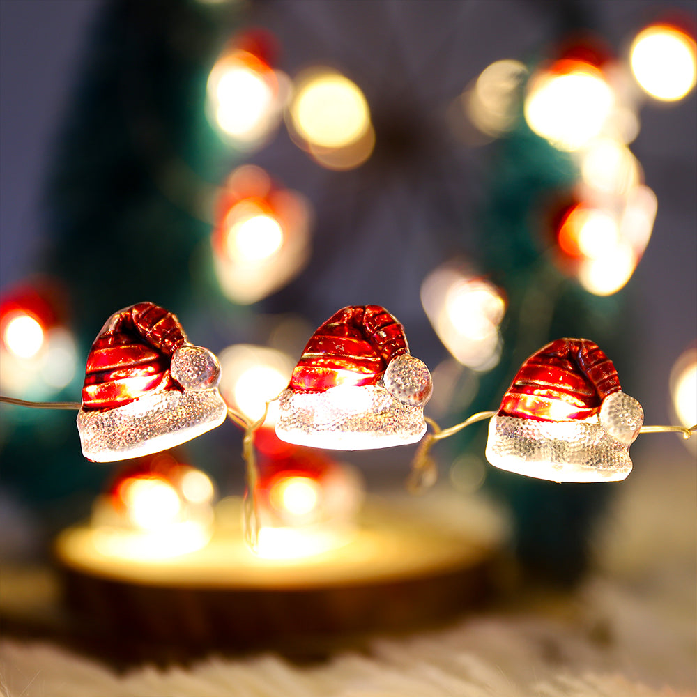 Battery Powered Christmas Hat String Lights Decoration